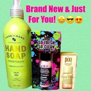 Pixie Tonic, 
Lemon Grass Hand Soap 
So Fresh So Clean Astringent
BRAND NEW